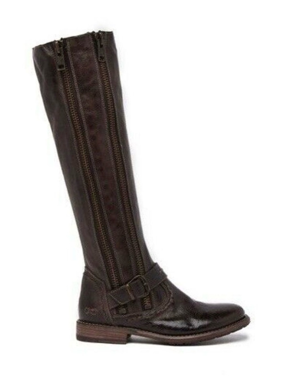 NIB BED STU Tango A Zip & Buckle Tall Boot Size 7.5 Dark Brown NWT Leather $345